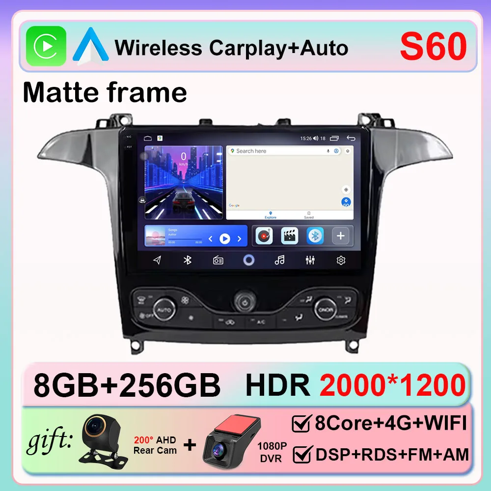 Android 16 Autoradio Voor Ford S Max S-MAX 2006-2015 Voor Ford Galaxy 2014 Carplay Multimedia Video speler navigatie GPS Geen 2din