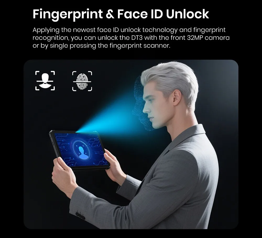 Fossibot Dt3 5g Rugged Tablet, Android 15, 10.4" Display, 12Gb Ram 256Gb Rom, Wifi 6, 66W Fast Charge, 64Mp+32Mp Camera, Nfc