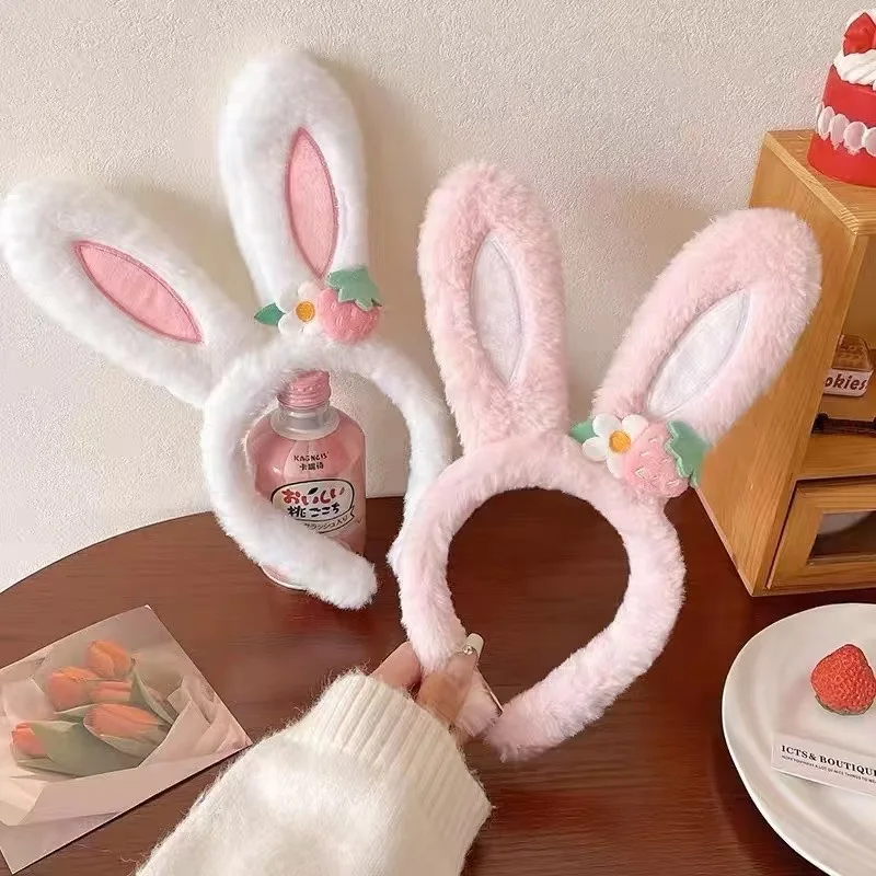 New cute plush headband with bow & rabbit ears,lace trim for delicacy.Soft skin-friendly,no hair damage.Perfect for washing face