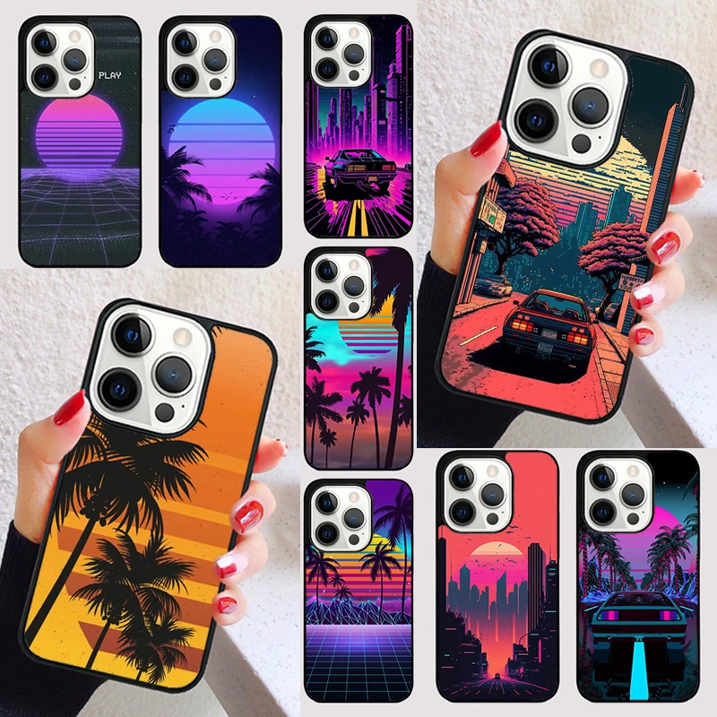 Hot Synthwave Retro 80s Neon cover For iPhone 15 16 13 12 11 14 Pro Max Mini Max SE 2020 7 8 6S Plus Phone Case