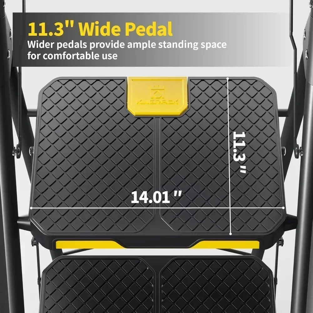 سلم قابل للتخصيص بـ 5 درجات مع منصة أدوات، مقعد قابل للطي مع درابزين، سلم فولاذي قوي بدواسة واسعة، 800 رطل P