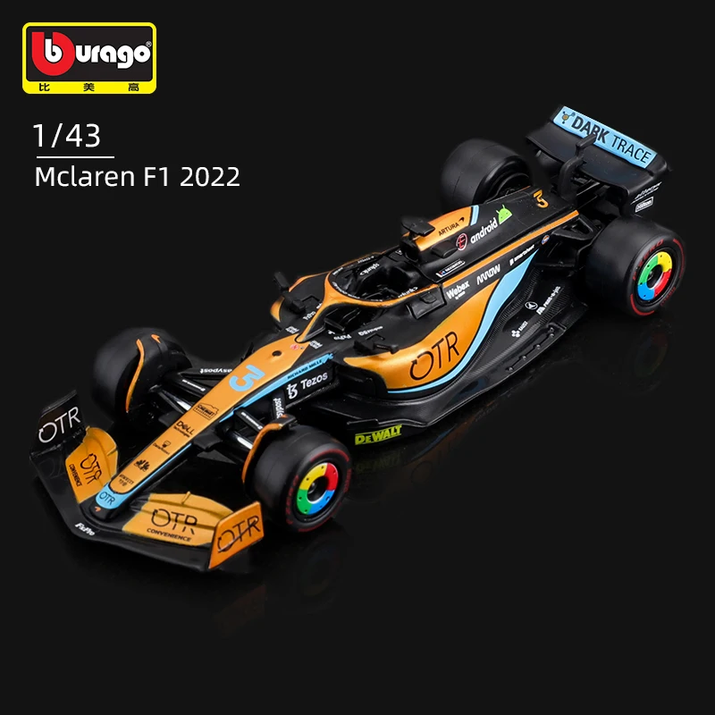 Bburago 1:43  F1 MCL36 #3 Daniel Ricciardo #4 Lando Norris Alloy Car Die Cast Model Luxury Vehicle Diecast Toy 2022 New