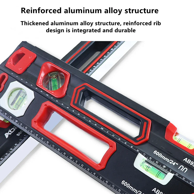 Magnetic Horizontal Ruler Spirit Level Ruler Adjustable Balance Bubbles Ruler Angle Ruler for DIY Woodworking Home Improvement