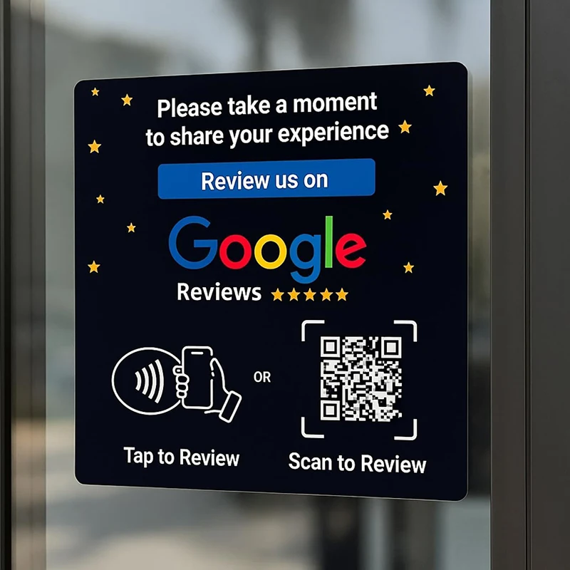 Google Review QR Code Sign Social Media NFC Acrylic Plate With Adhesive Boost Customer Feedback