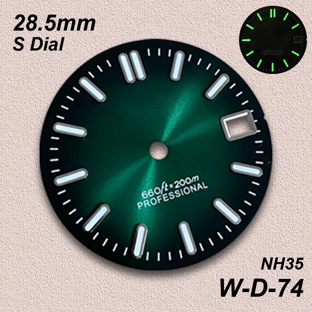 28.5mm Gradient Sunray S Dial Fit NH35/NH36 Movement Green Luminous High Quality Watch Modification Accessories