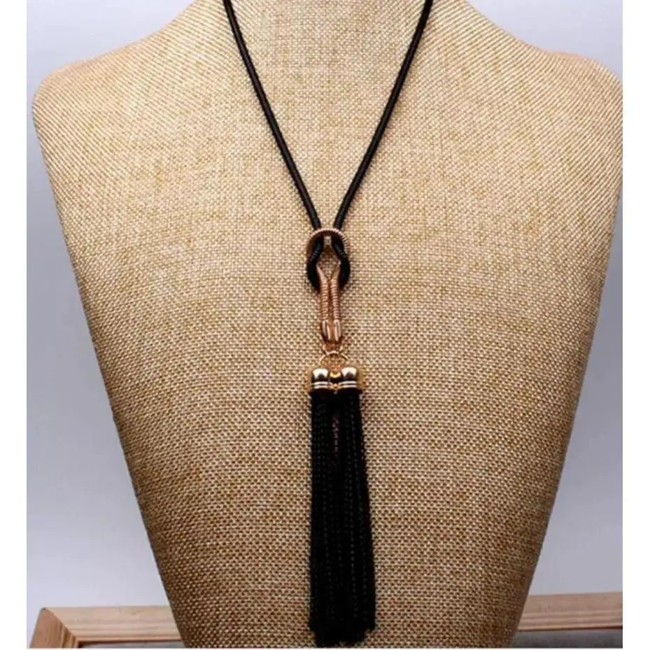 New 1 Pcs Korean Version Simple Fashionable Versatile Tassel Long Necklace For Women's Sweater Chain Accessories Creative Gifts