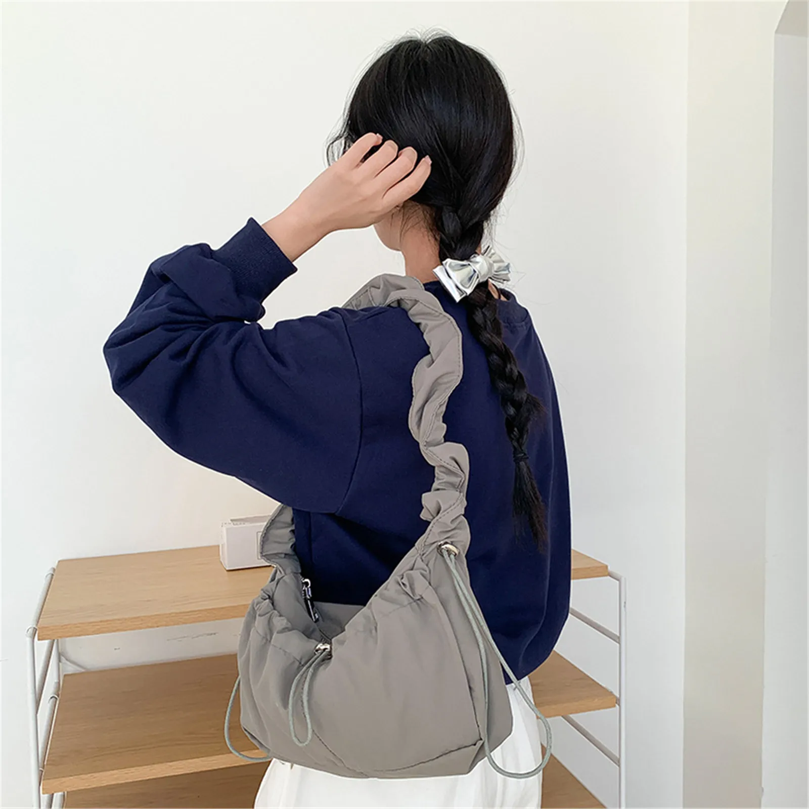 Simple Fashion Foldable Shoulder Bag Vintage Casual Designer Underarm Bag Women 2024 New Luxury High Quality Nylon Mini Handbags