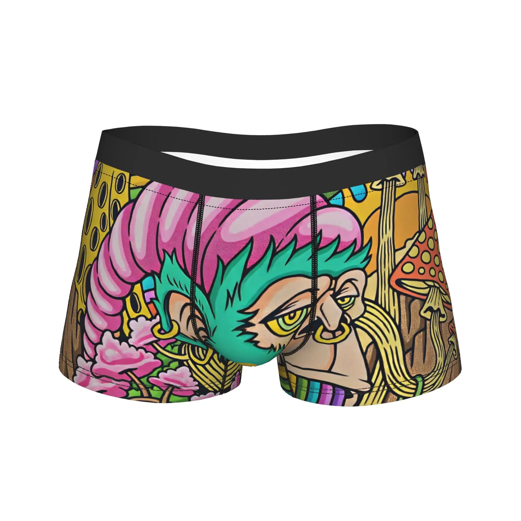 Trippy Monkey Rainbow Mushroom Psychedelic Underwear Men Boxer Brief Soft Trend Boxershorts Quality Custom DIY Plus Size Panties