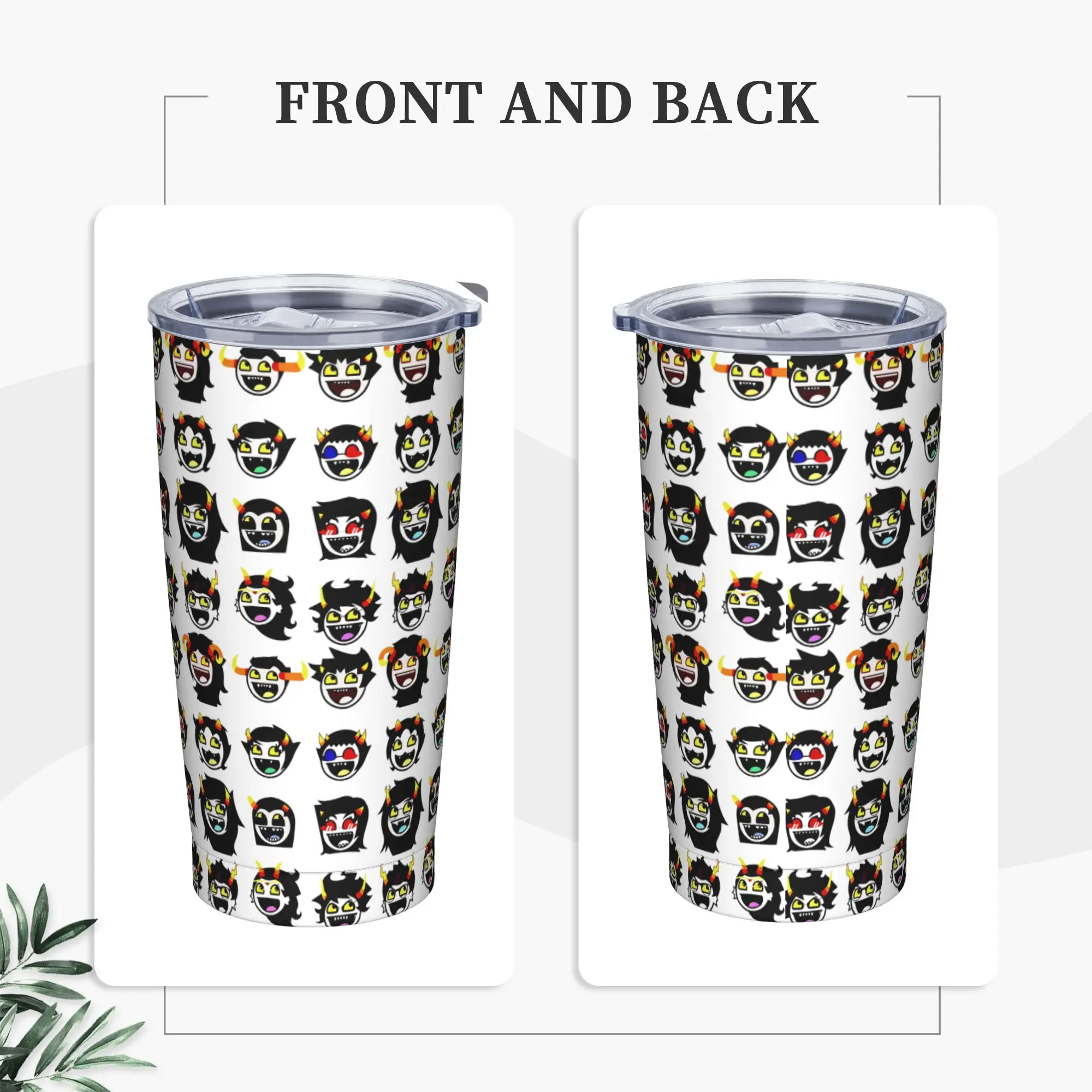 Chibi Horned Demon Zodiac  Tumbler Vacuum Insulated HomestuckK Manga Thermal Cup Stainless Steel Car Mug Hot Cold Drink, 20oz