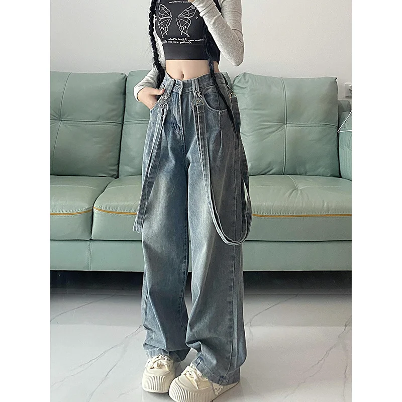 Elegant Jumpsuits For Woman Yellows Student Reducing Denim Preppy Chic Summer College Comfy Drape Garment Vertical Mori