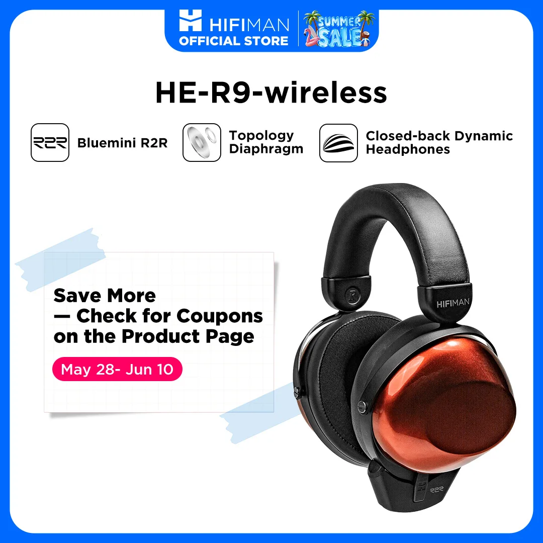 HIFIMAN HE-R9 Dynamic Closed-Back Over-Ear Headphones with Topology Diaphragm &BlueMini