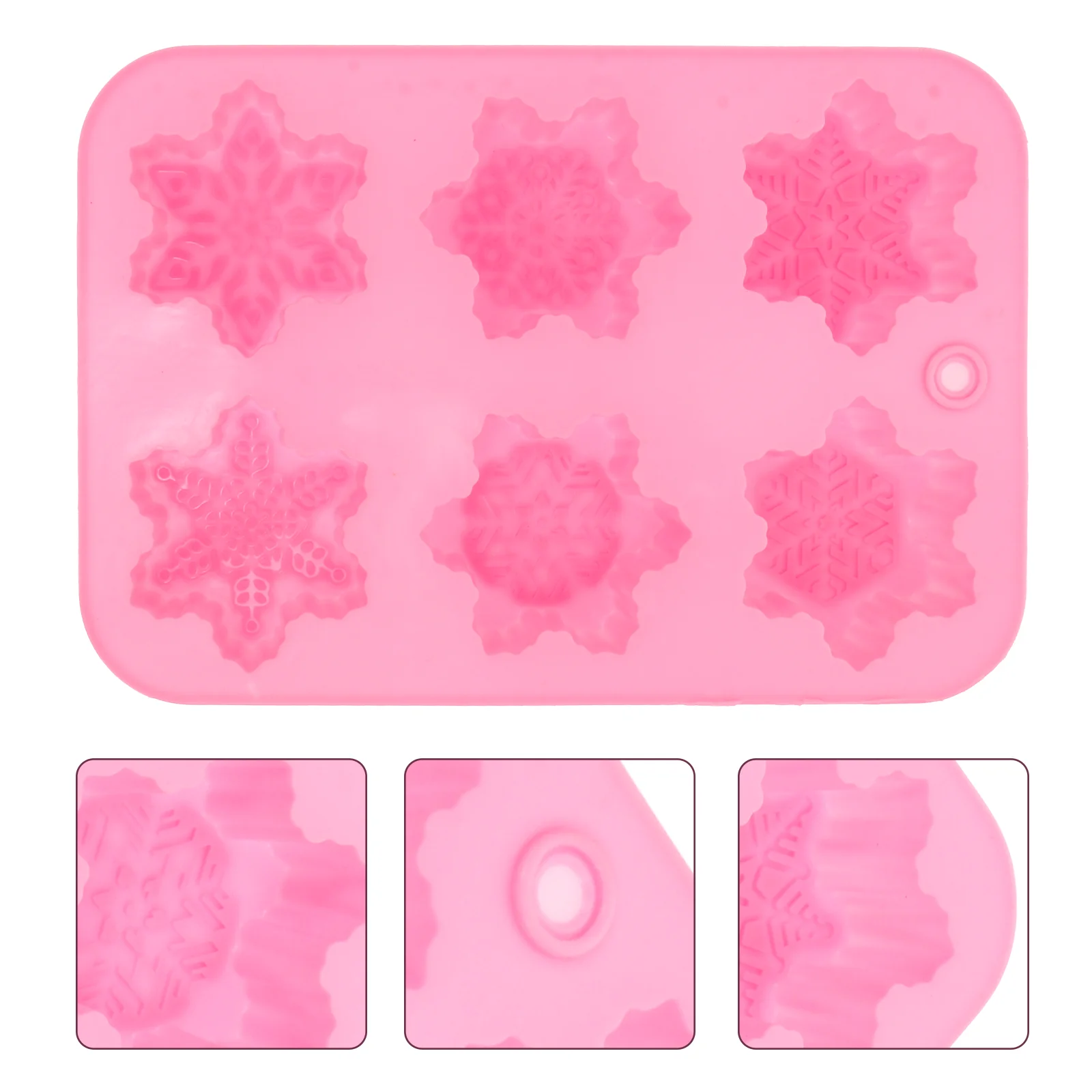 

Safe Silicone Six Hole Snowflake Mold Handmade Soap Making Flexible Non- Wash Practical Convenient