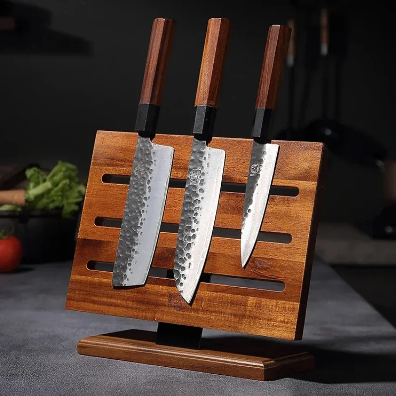 Magnetic Knife Block Double-Sided Magnetic Knife Holder Detachable Kitchen Knife Organizer Multifunctional Storage Rack