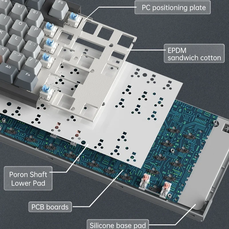 Teclado Gaming Mecânico Sem Fio, Bluetooth, Com Fio, RGB, Hotswap Gamer, Sem Fio Teclado, 104 Chaves, 2.4g, Sem Fio