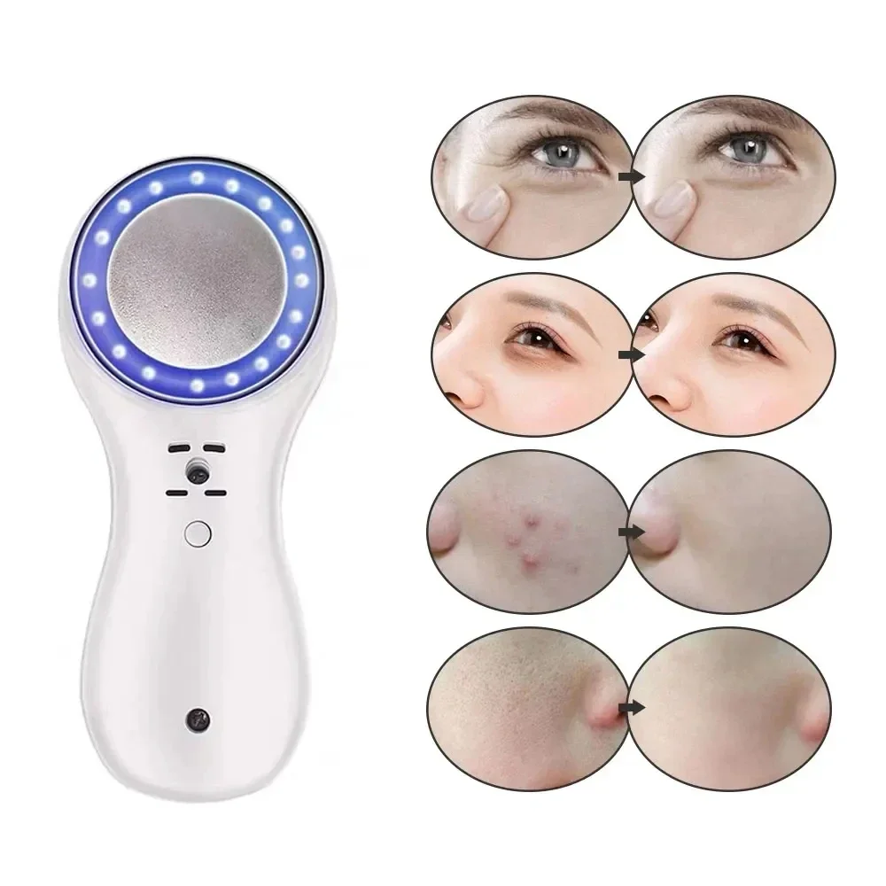 Cold Hammer Blue Light Facial Skin Lifting Tighten Ice Healing Beauty Machine Led Photon Rejuvenation Massager Shrink Pores