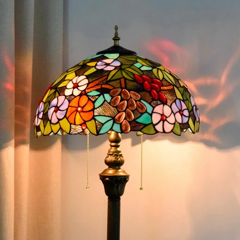 Lámparas de pie Estilo Vintage mediterráneo para decoración del hogar, luz de escritorio de pie para sala de estar, dormitorio, accesorios de iluminación de vidrieras