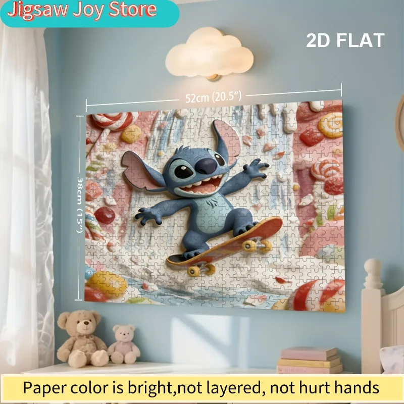 ภาพพิมพ์ตกแต่งบ้าน 2D ลายดิสนีย์ สติทช์ และมิกกี้เมาส์, ปริศนา 2D แบบแบน, ดิสนีย์, ปริศนาฝึกสมองสำหรับผู้ใหญ่, เหมาะสำหรับครอบครัว