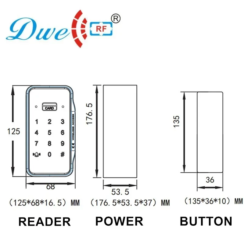 13.56mhz keypad wireless rfid reader access control system