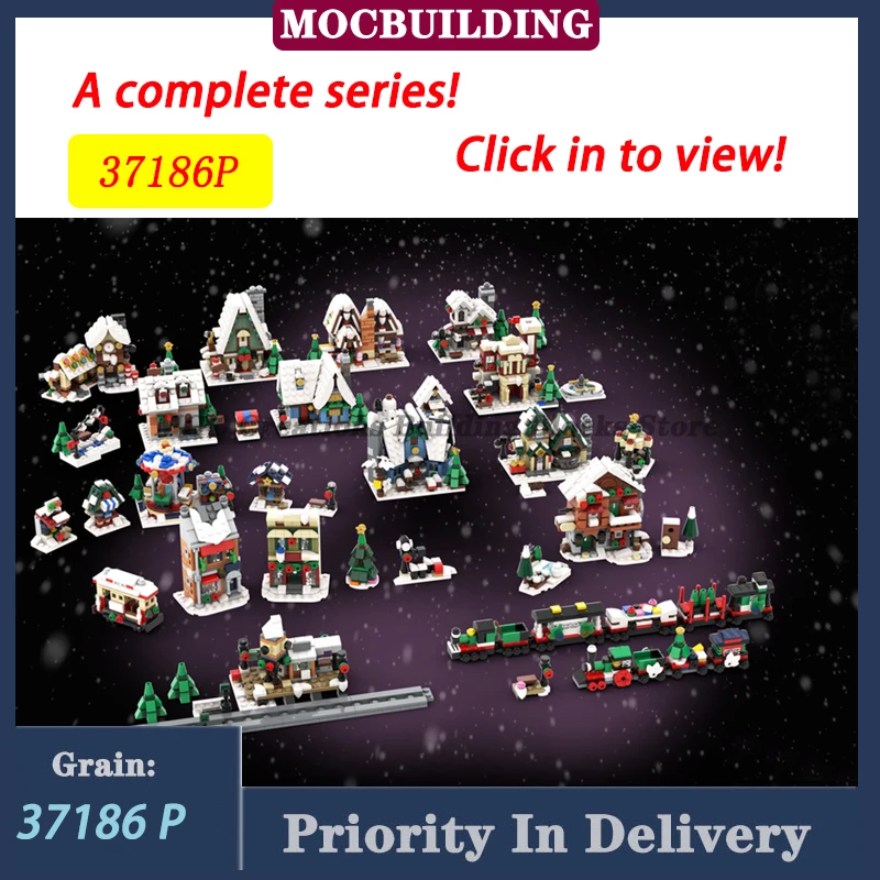 

37186P Winter Series 3D Model Building Blocks Complete Set MOC Medieval Architecture Street View Castle Collection Toy Gift
