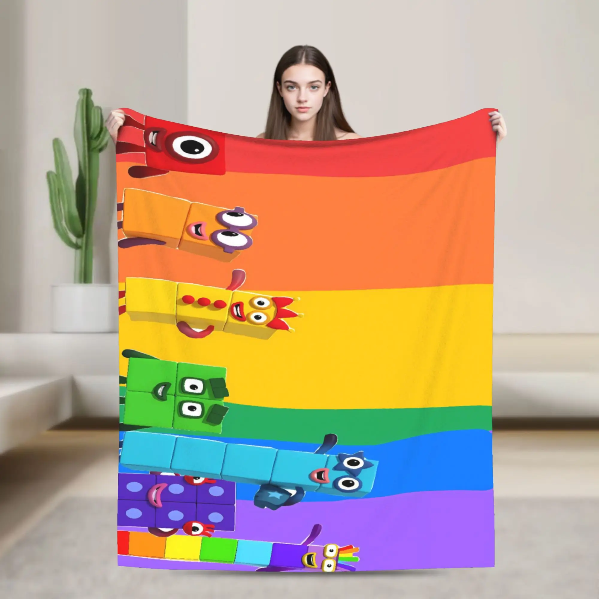 Cartoon N-Numberblockes Flannel Blankets  Super Soft Throw Blanket for Bedroom Picnic Novelty Bedspread Sofa Bed Cover