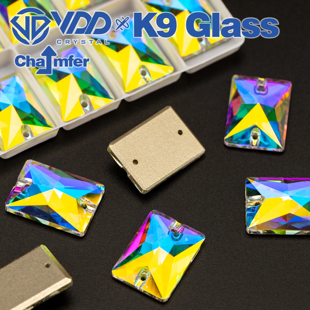 VDD Rechteckige AAAAA Top-Qualität K9 Glas aufnähbare Strasssteine, Nähkristalle, AB Flachrückseite Steine für Handarbeiten, Kleidung und Accessoires – Detail 4