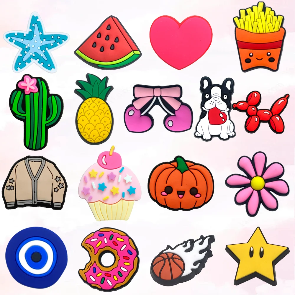 1PCS Cute doughnut Shoe Charms Kawaii cactus Shoe Pins decorations Sandal Buckle Women Men Accessories