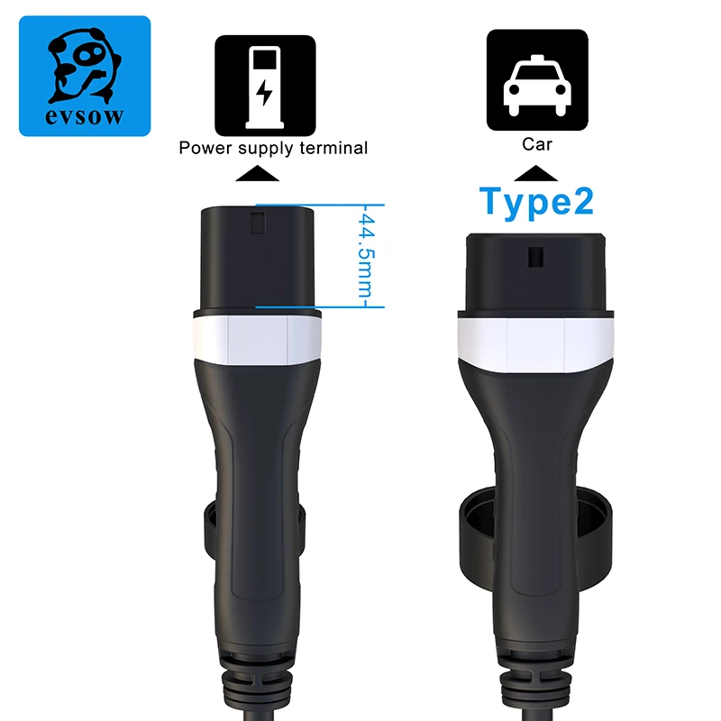 evsow Car Charger Type2 To Type2 Charging Cable 16A 11KW Type2 Charging Station To Type2 Female To Male EV Charging Cable 5m