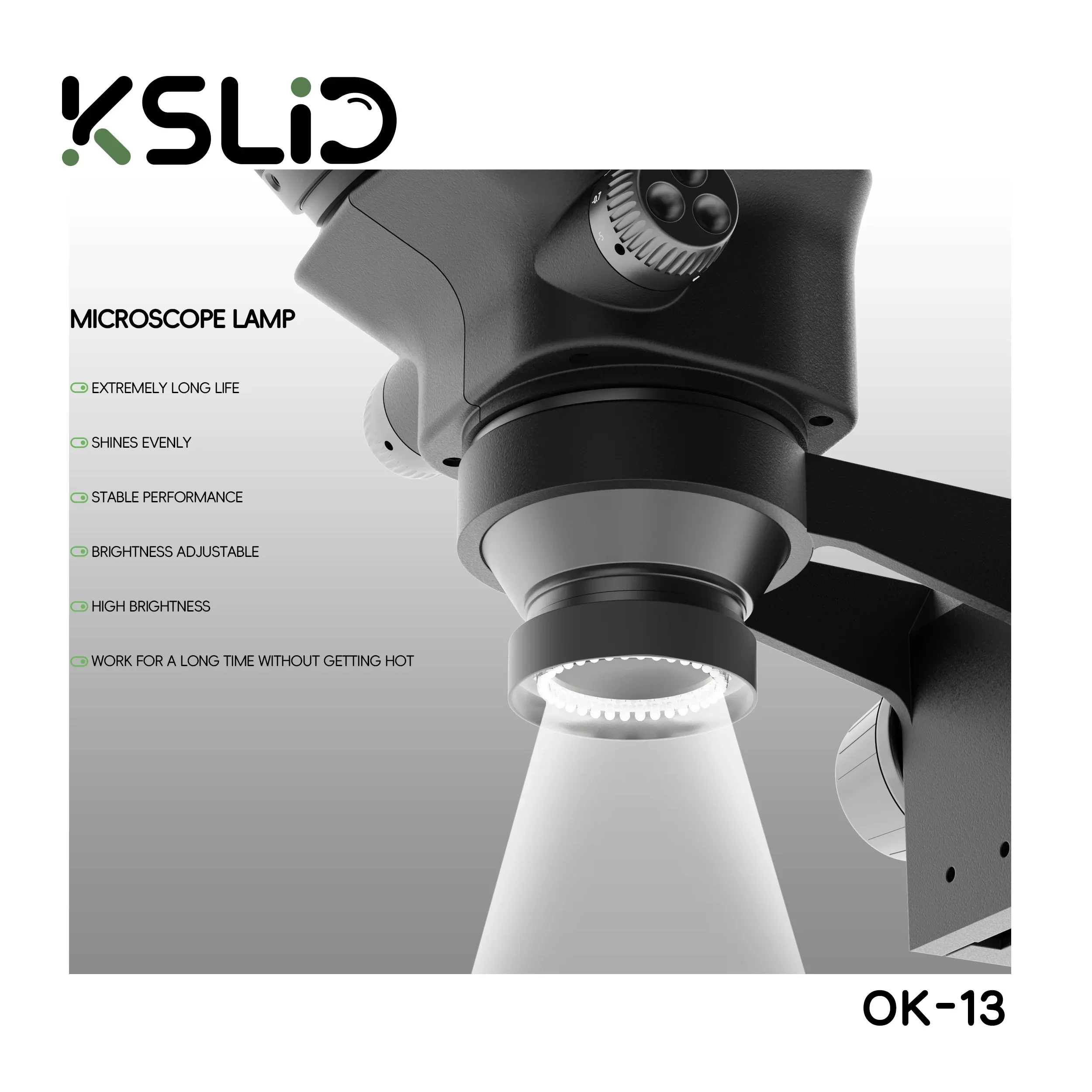 KSLID OK-13 Lampada per microscopio Lampada illuminatrice ad anello a LED Lampada ad anello polarizzato Sorgente luminosa Lampada per microscopio Utensili manuali