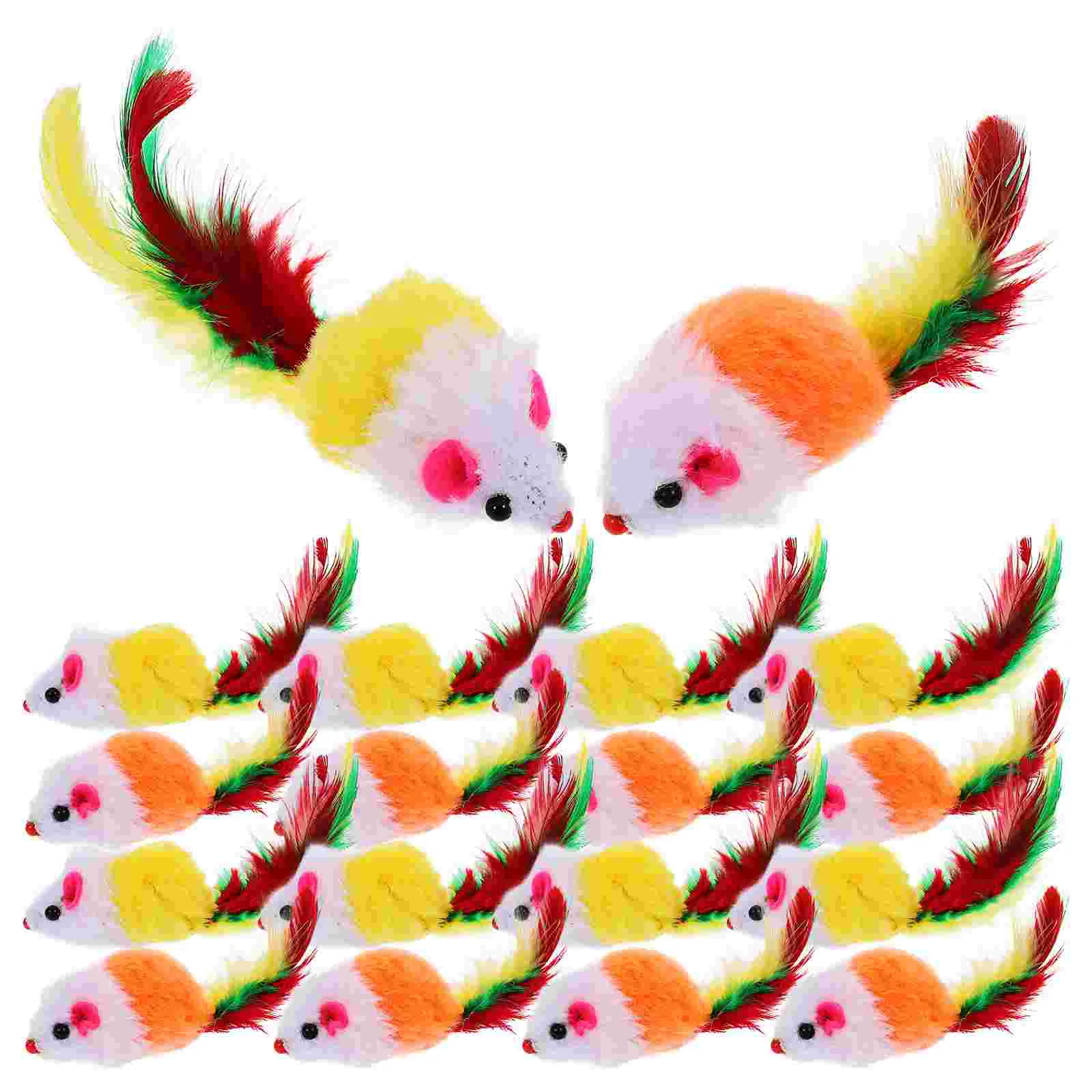 

20 PCS Furry Pet Toys Mice Cat Toy Mouse Cat Catcher Toys with Tails cat toys mice with tail