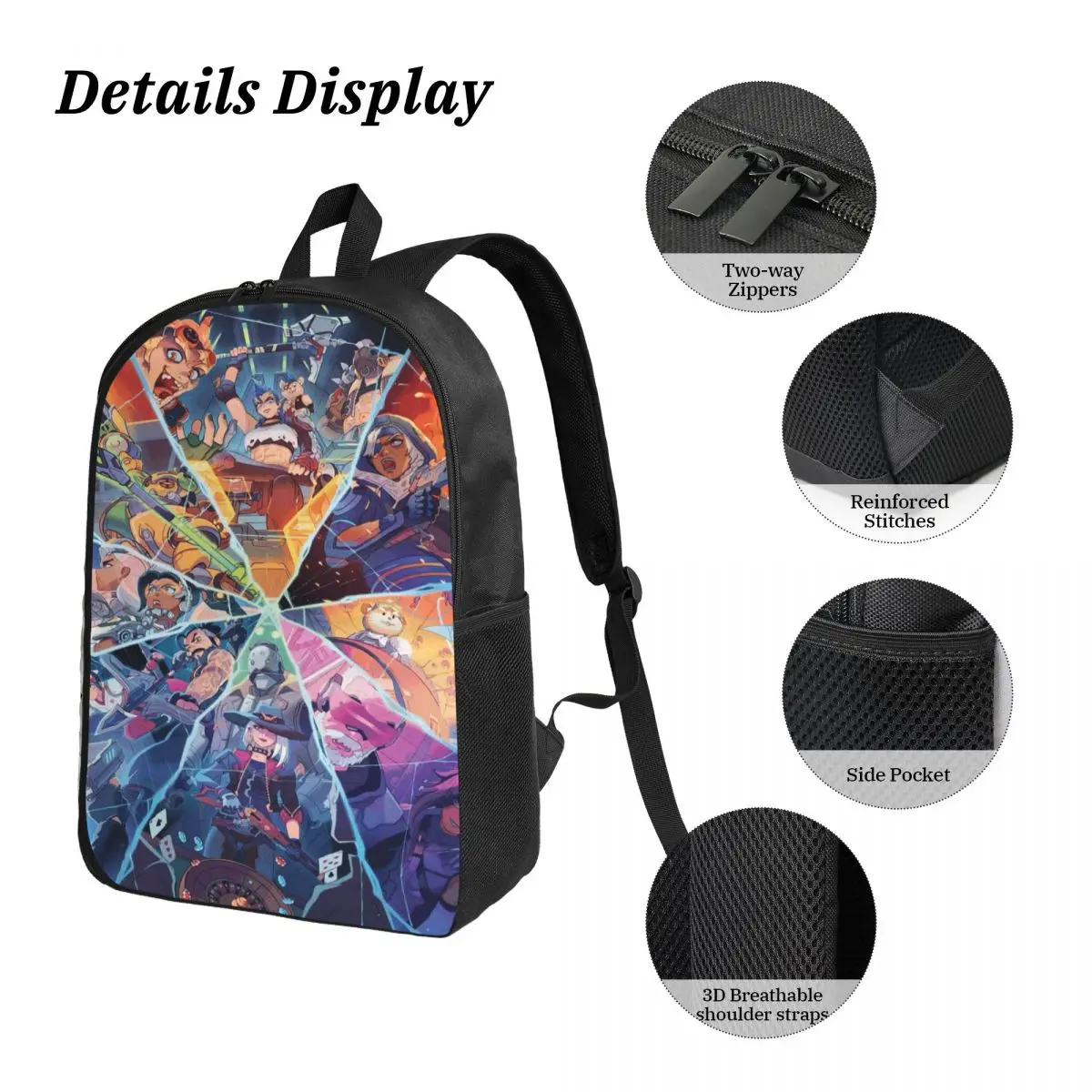 Set di borse da scuola per videogiochi Overwatch da 3 pezzi per set di zaini per matite per ragazzi e ragazze con scatola per il pranzo per studenti delle scuole