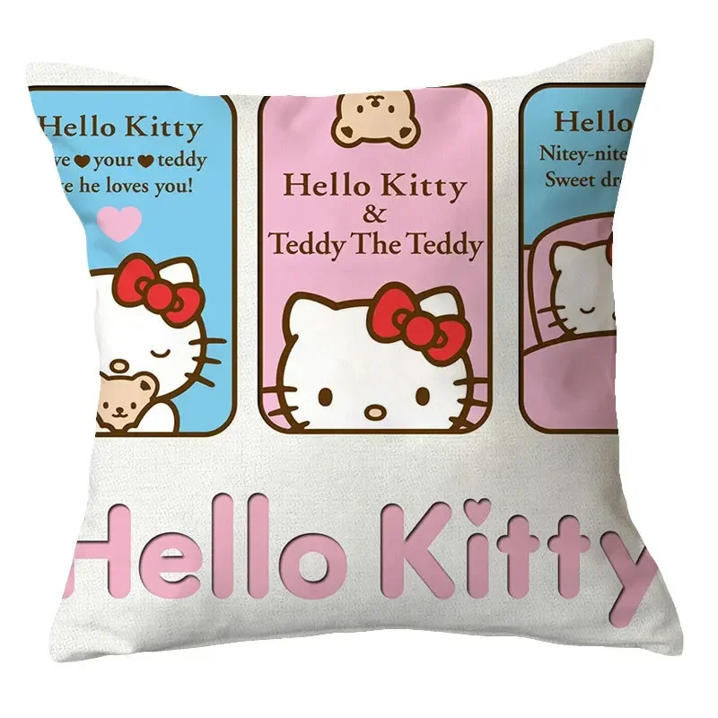 Sanrio Hello Kitty Cartoon Throw Pillowcase Anime Figures Kawaii Print Decorate Household Product Bedroom Sofa Pillow Decorative