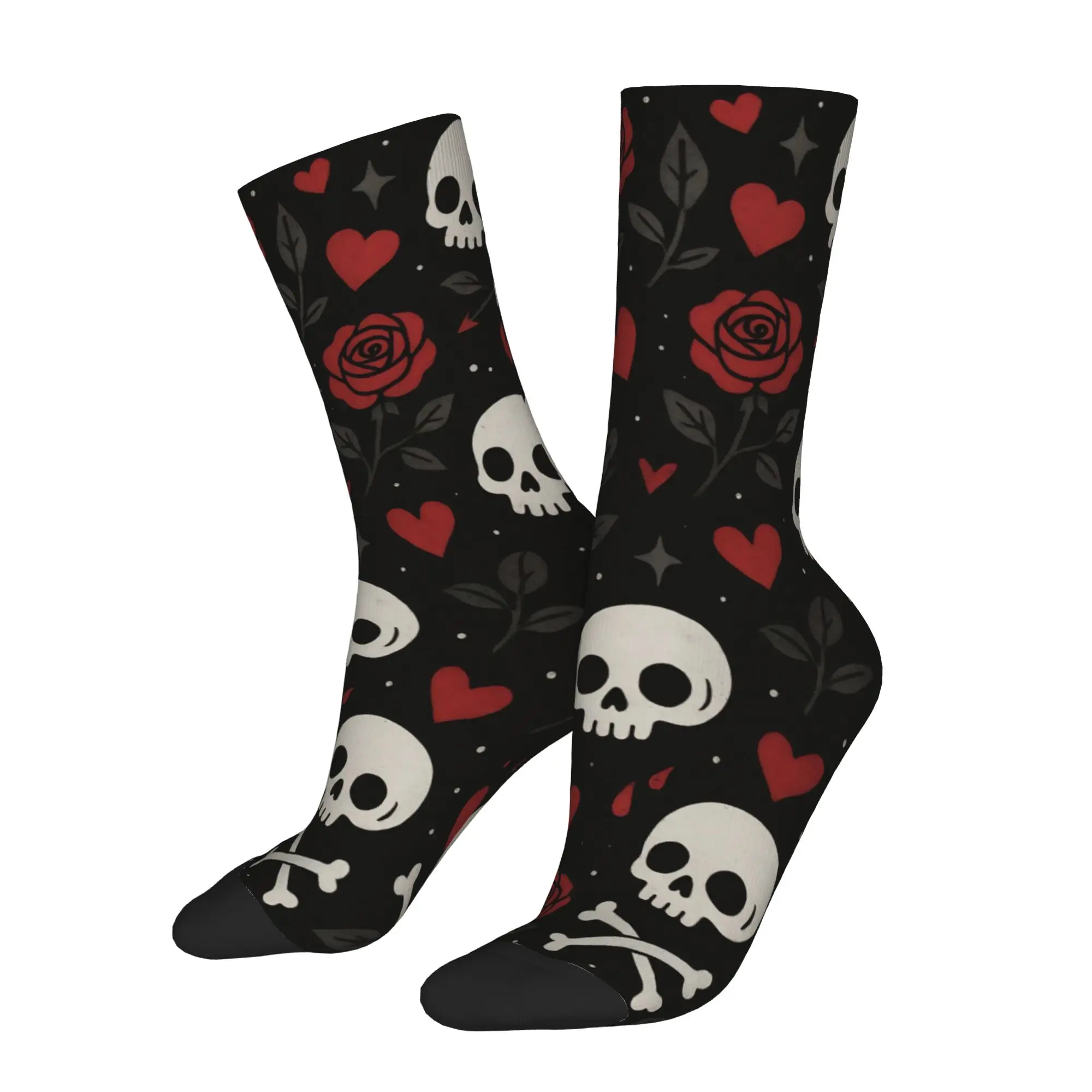 Halloween Gothic Socks Men's Women's Polyester Fashion Skulls Roses Socks Harajuku Spring Summer Autumn Winter Middle Tube Socks