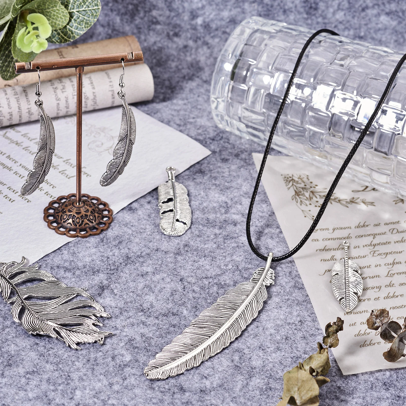 22pcs Leaf Alloy Pendants Tibetan Style Antique Silver Color Charms for Diy Earrings Necklace Handmade Jewelry Making Findings