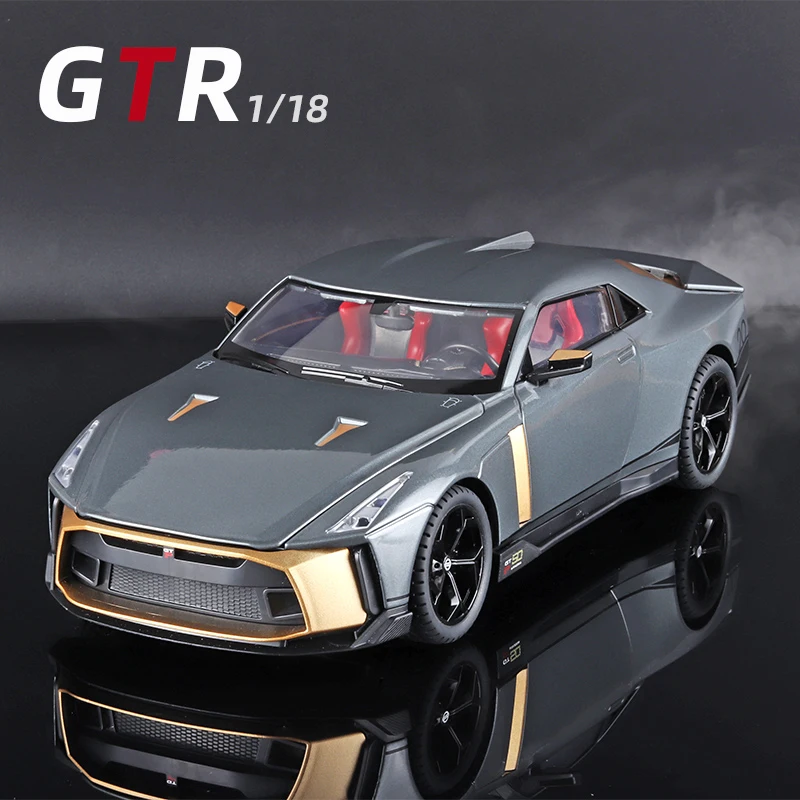 

1:18 Scale Nissan GTR50 Spray Metal Sports Car Alloy Model Car Diecast Toy Cars Collection Simulation Sound And Light Boy Gift