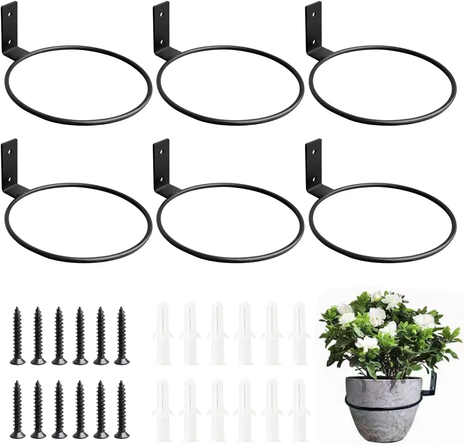 

6pcs Storage Rack Flower Pot Stand Wall-Mounted Wall Balcony Interior Decoration Flower Pot Hanging Bonsai Stand Garden Bracket