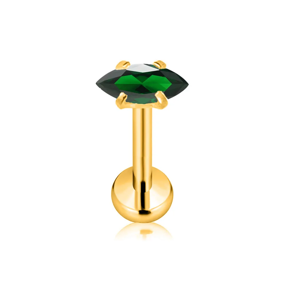 ASTM F136 G23 titanio Marquesa CZ circonita redonda sin rosca Piercing Pin empuje en Labret Stud Conch Daith pendiente 16G 18G 20G