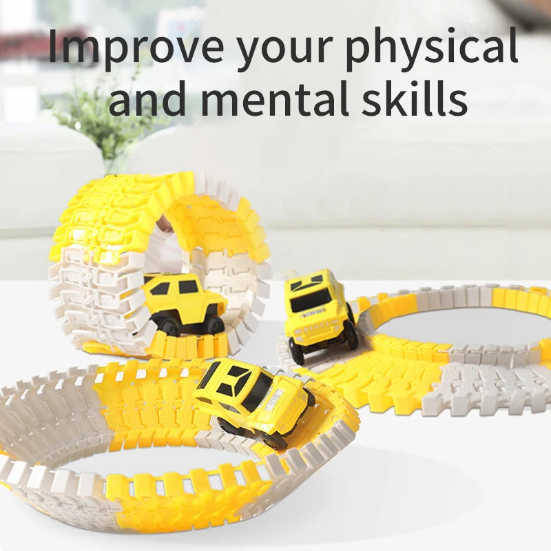 Elektryczny wagon kolejowy odmiana tor zabawek ręcznie robione puzzle samochód wyścigowy zestaw klocków chłopiec dziewczyna prezent urodzinowy prezent na Halloween