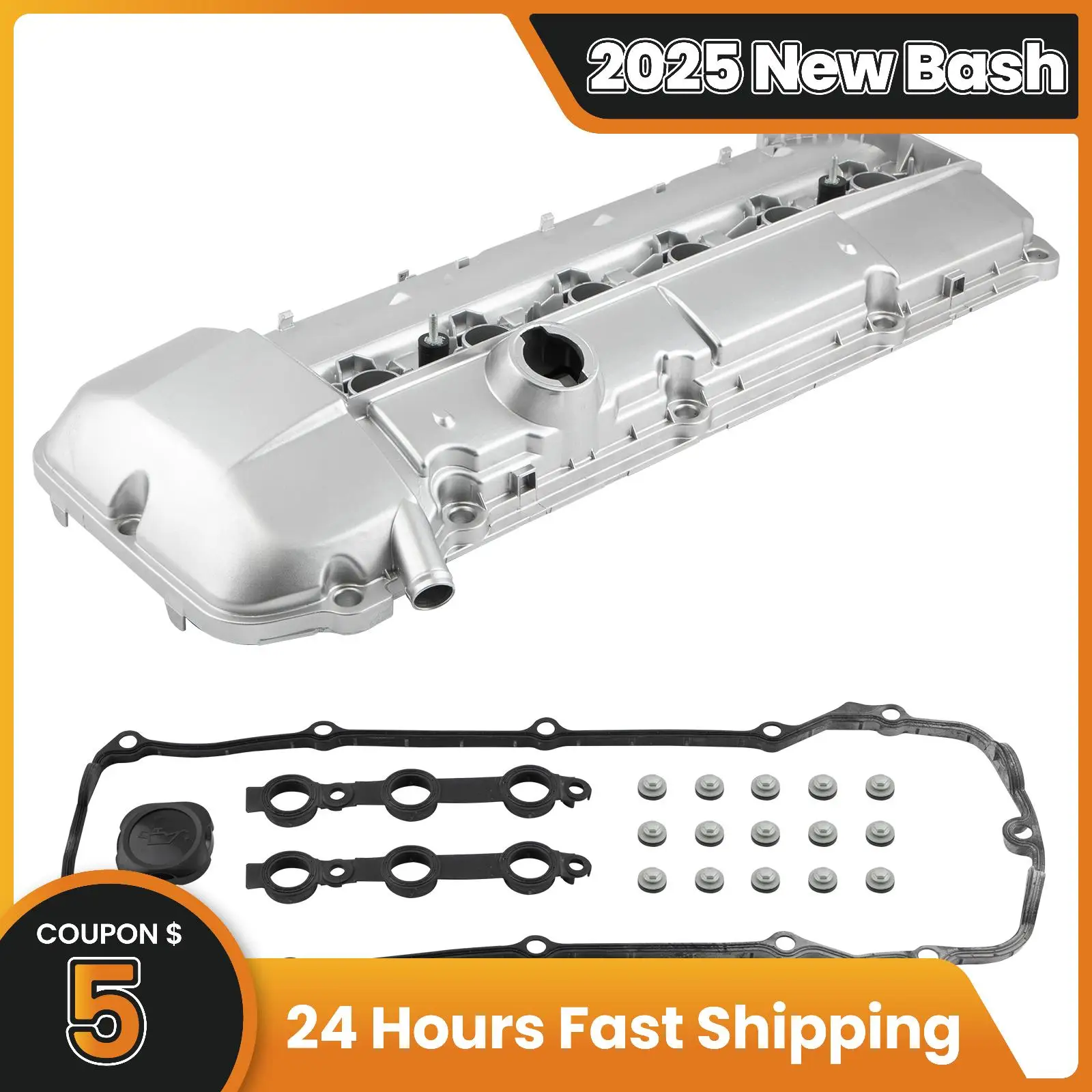 

Aluminum Valve Cover w/ Gasket for BMW E46 E39 325i 330i 530i X3 X5 2.5L 3.0L 11127512839