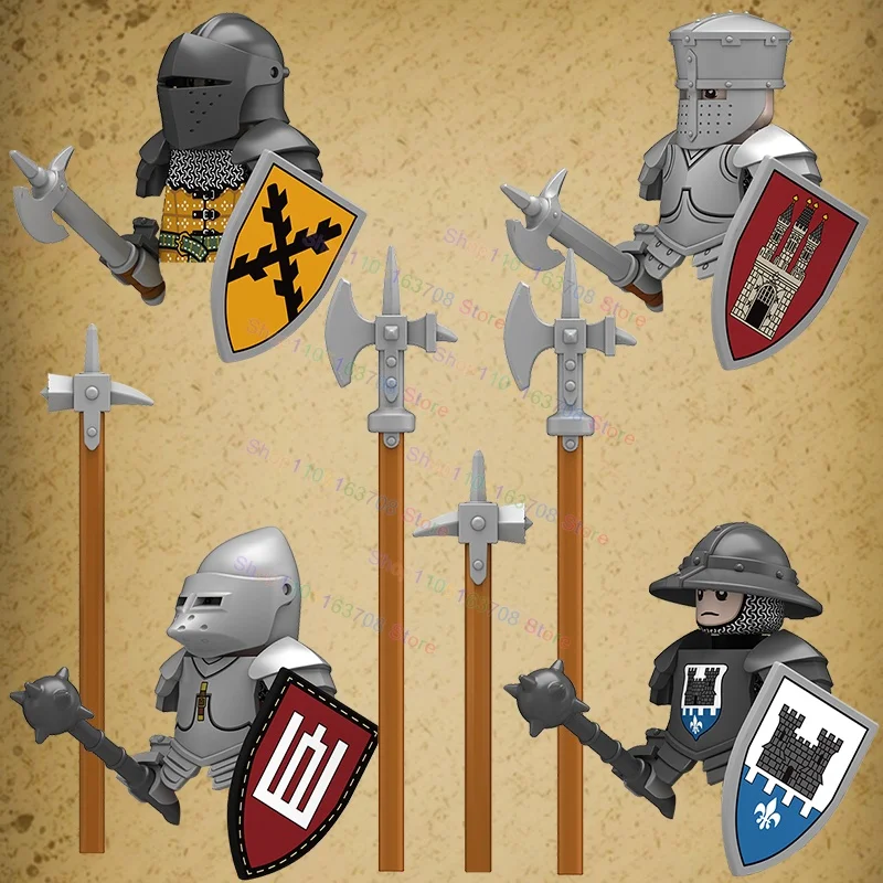 MOC Middle Ages Creative Armor Knights Hammer Accessory Helmet Axe Action Figures Building Blocks DIY Models Toys Gifts N335