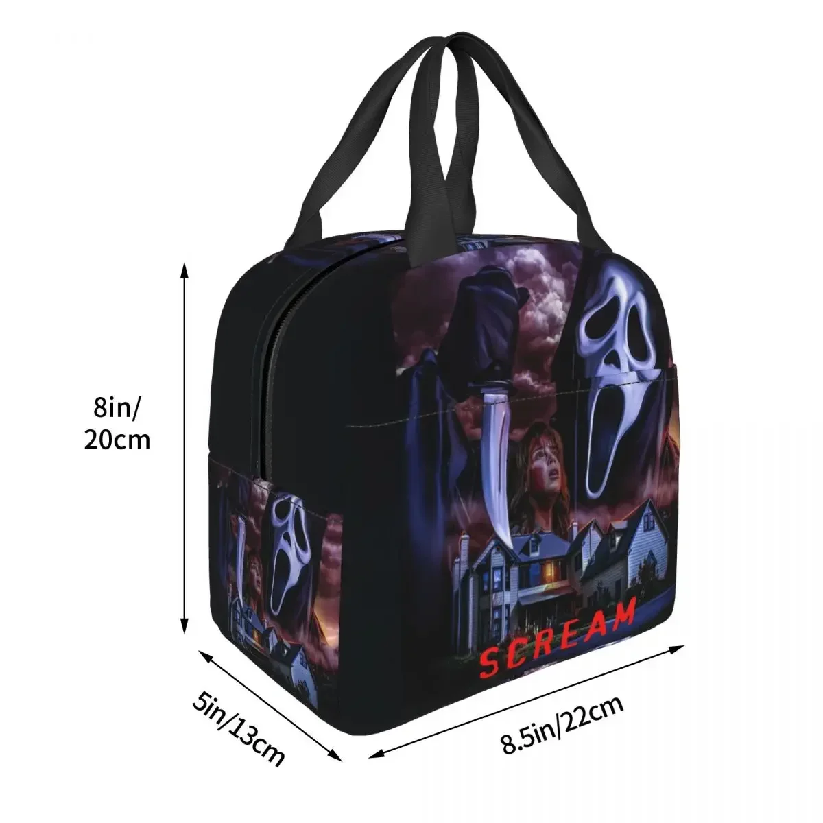 

Scream Ghost Killer Portable Lunch Box for Women Waterproof Halloween Horror Movie Thermal Cooler Food Insulated Lunch Bag