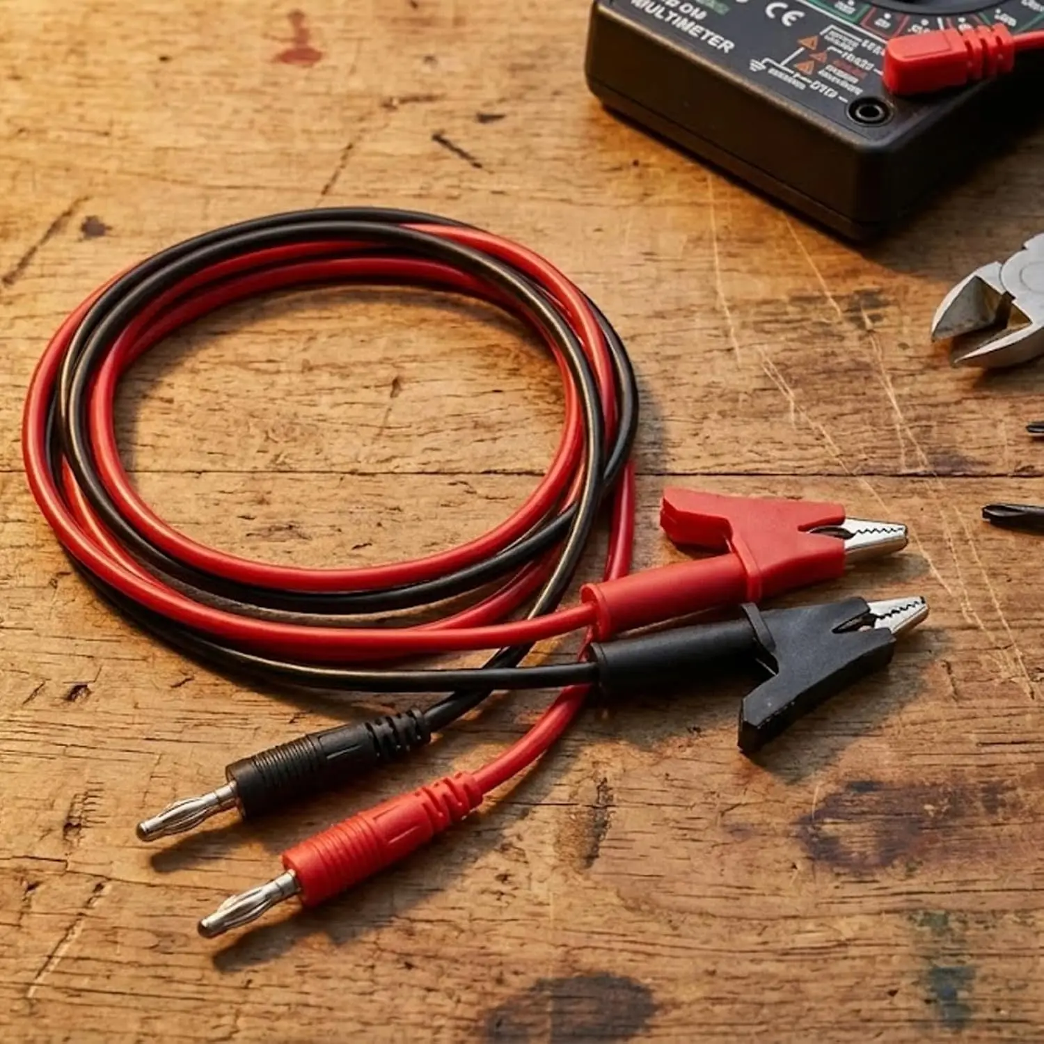 Banana Plug to Crocodile Alligator Clip Test Probe,4mm Stackable Silicone Banana Plug to Alligator Clip Test Probe Lead Wire