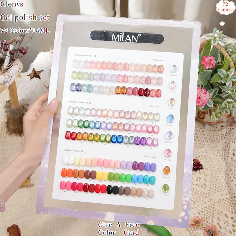 Glenys 72 color cat's eye nail polish gel net red popular immersion gel nail salon essential whitening advanced varnish set