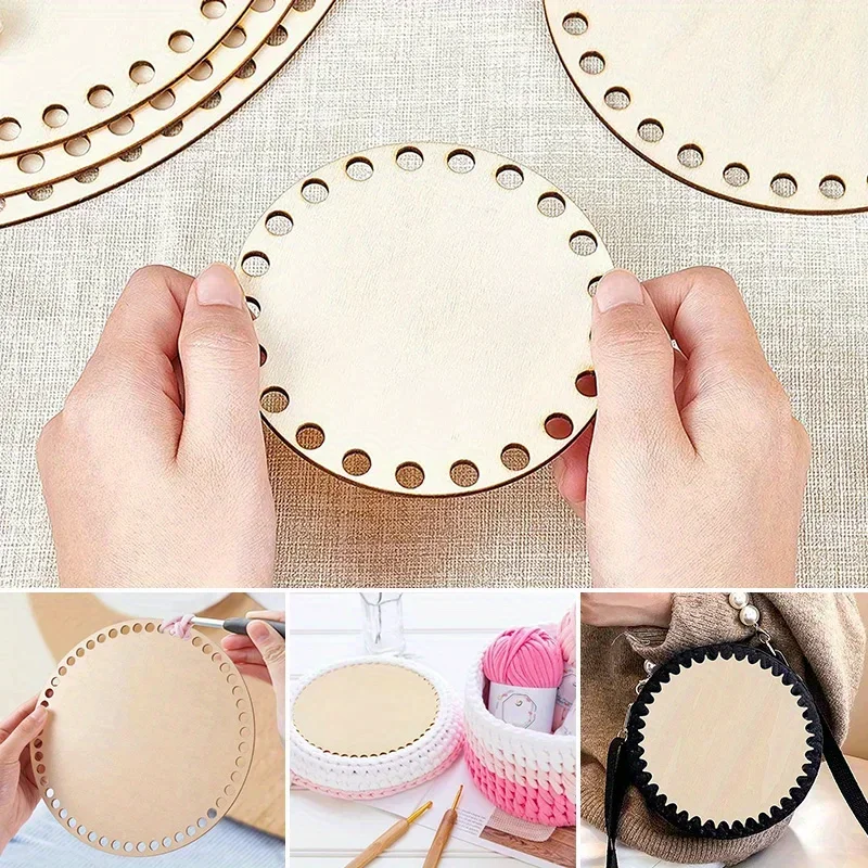 

2 шт., нижняя часть корзины из натурального дерева, полая корзина крючком, деревянная основа для сумки, корзина для плетения, принадлежности для рукоделия, инструменты для изготовления
