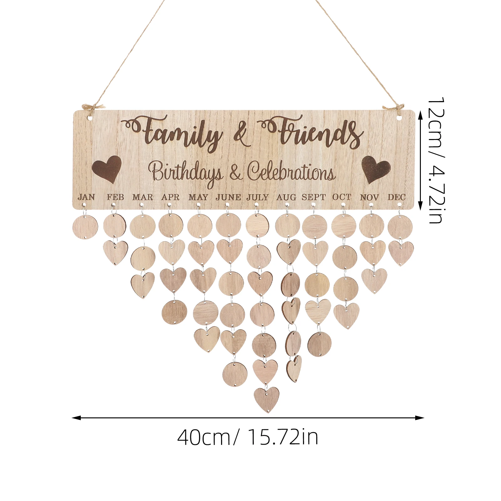 Hanging Decorcation DIY Decor Wooden Calendar Pendant Family Wedding Birthday Special Days Countdown Reminder Board