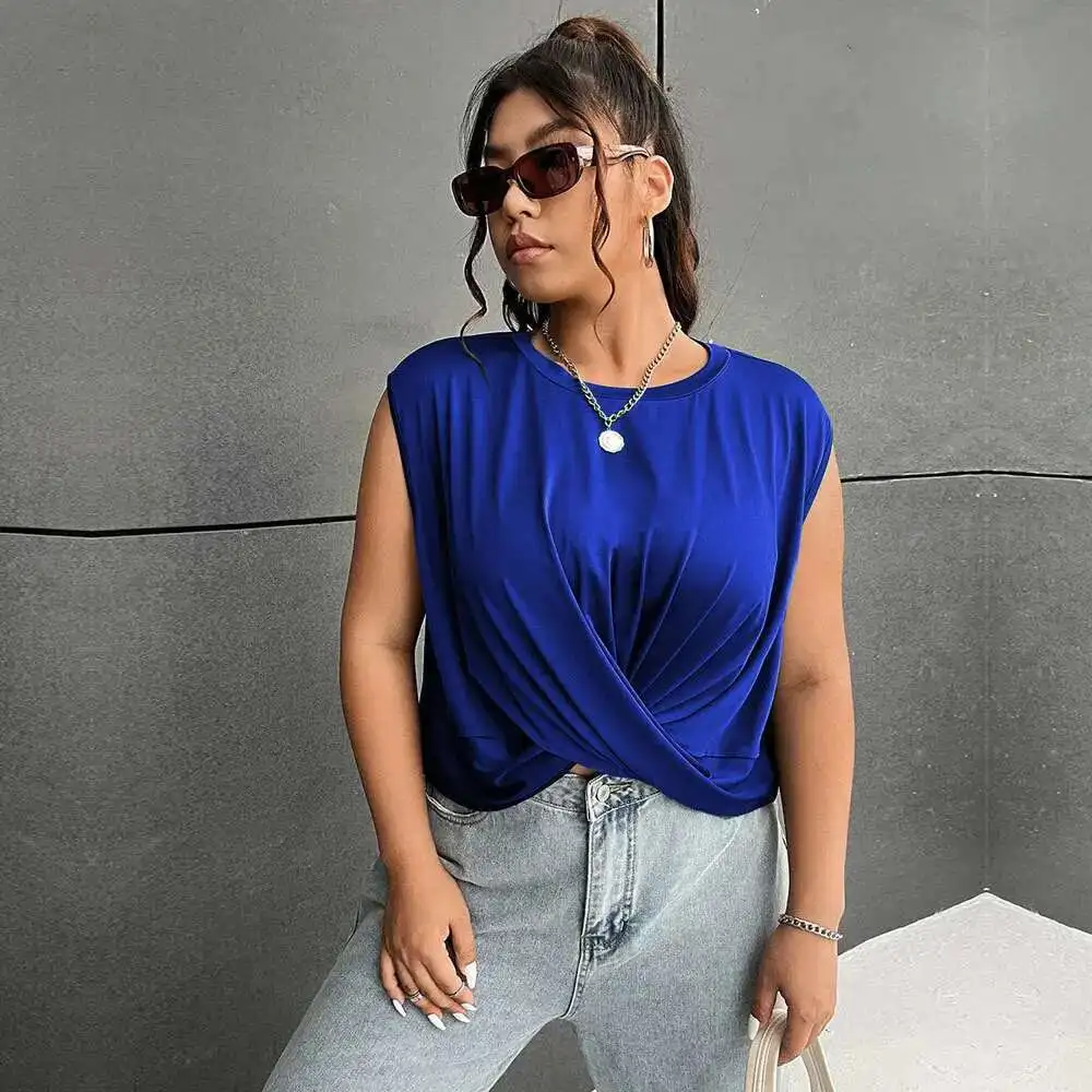 

2025 Spring/summer New Large Women's Ins Fashion Casual Round Neck Sleeveless Tank Top Elegantes Casual Y2k Shirts Blouses Woman
