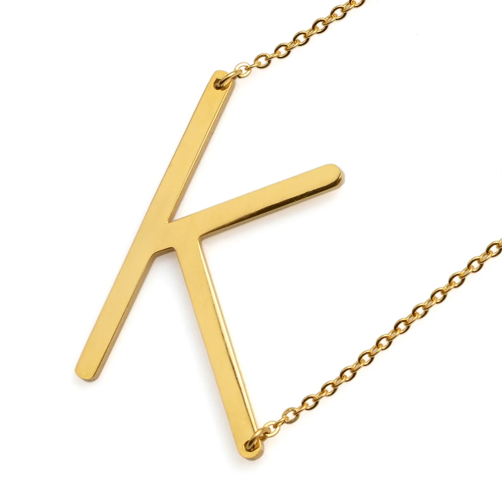 Anniyo A-Z سلاسل الحروف الأبجدية الأولي مطلية بالذهب الفولاذ المقاوم للصدأ الأفريقي قلادة القلائد النساء مجوهرات للبنات # 015121 #5