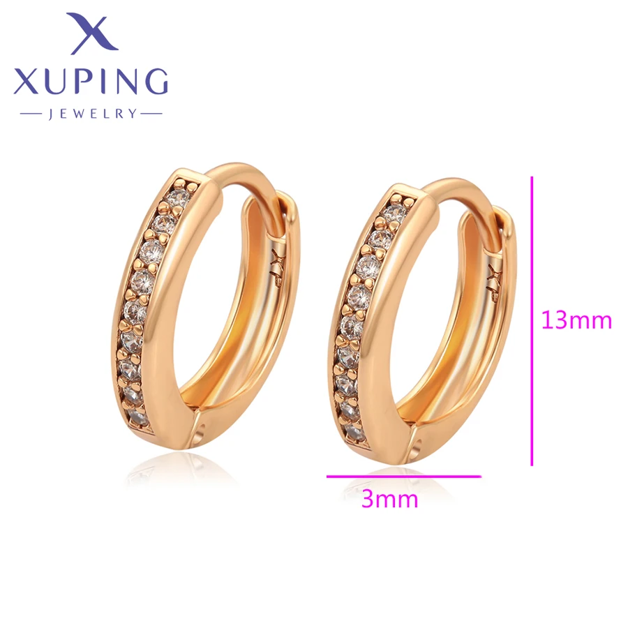 Xuping Jewelry New Arrival Simple Huggies Earring Gold Color Hoop Earrings for Women Gift X001068697