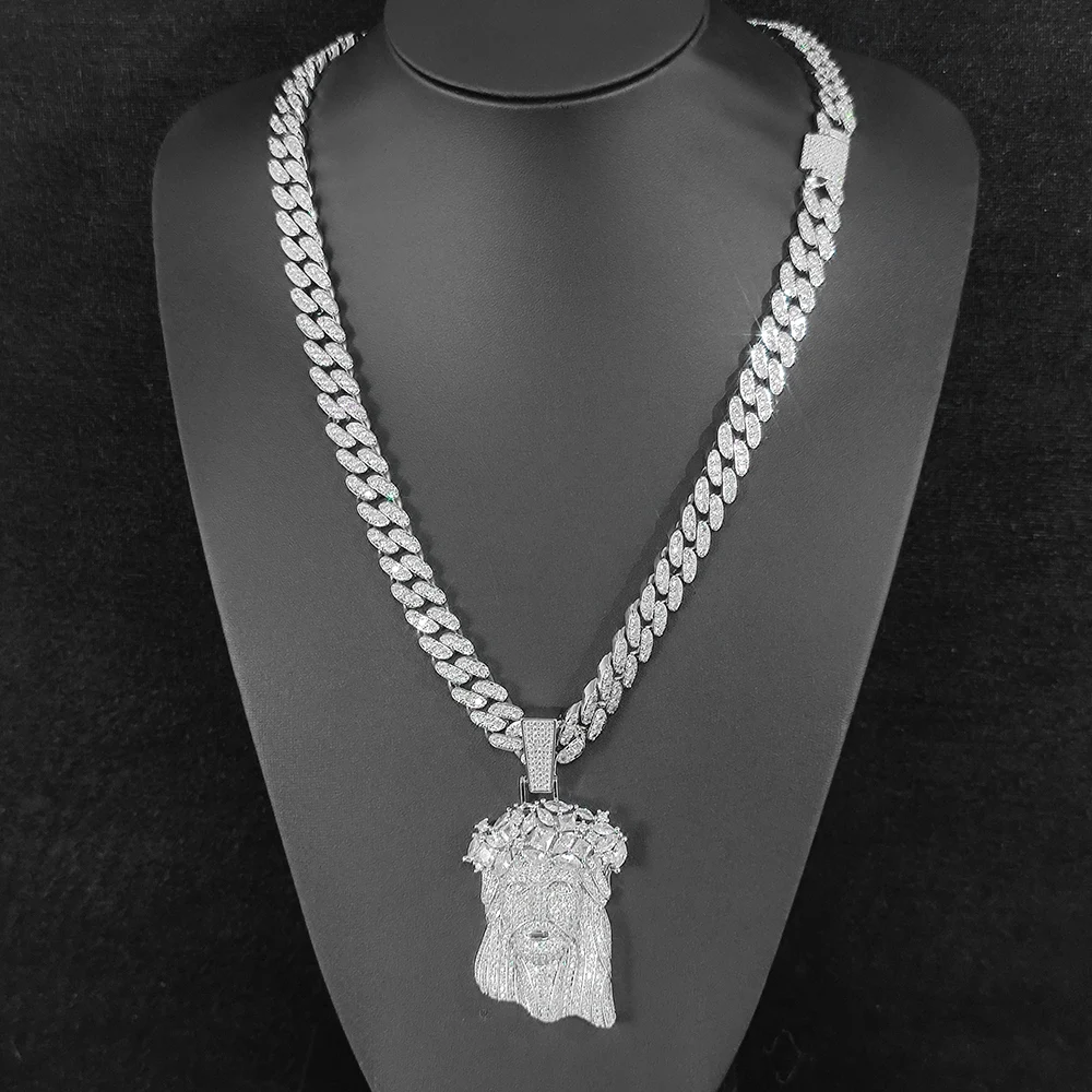 

Hip Hop Jewelry Big Jesus Pendant Necklace Bling Bling Iced Cubic Zirconia Christian Religious Jesus Charm Pendant Jewelry Gift