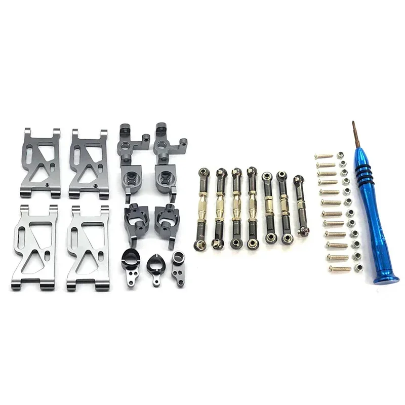 Para WLtoys-s 1:14 144001   Peças de atualização de carro RC Base de braço oscilante de direção de metal C Assento do cubo traseiro Servo Pull Rod