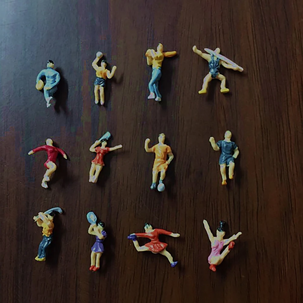 Figuras en miniatura de 12 Uds., modelo de escena deportiva, pintura de estatuilla, modelo de paisaje estático, diseño de paisaje, exhibición de Dioramas en miniatura Diy